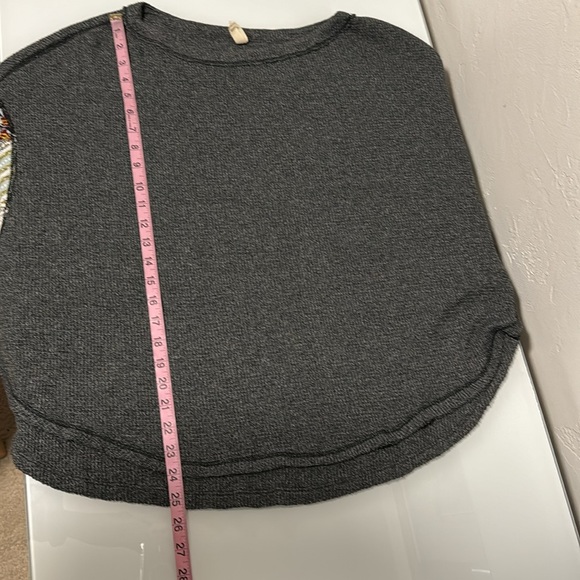We the Free grey waffle knit balloon long sleeve top M - Picture 9 of 10
